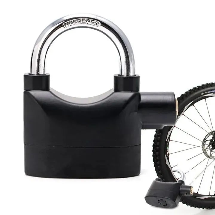 Universal Security Alarm Lock System Waterproof Black Anti Theft Siren 110Dba Alarm Anti Padlock Thickened Shackle Padlock with 3 Keys 1Pcs Polished Finish